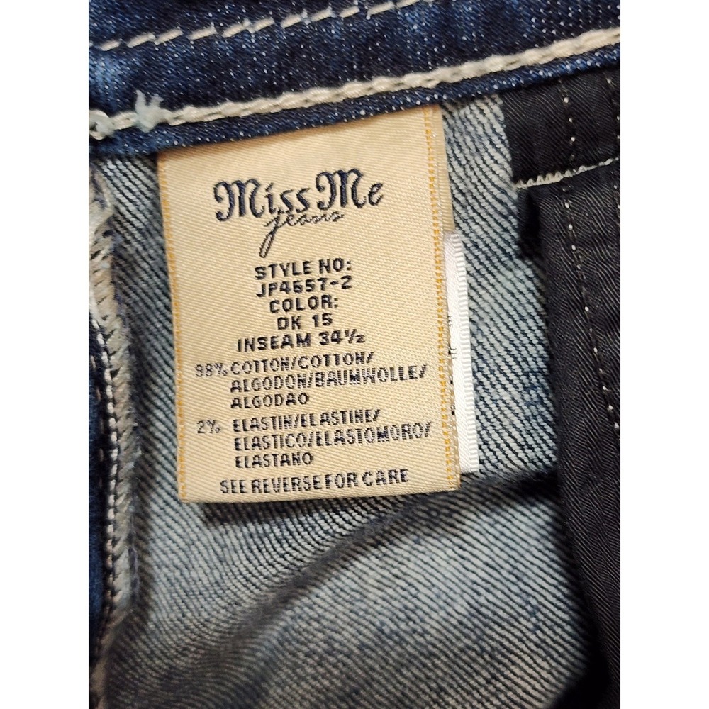 Miss Me Bootcut Jeans Women 28 Blue Embellished Pocket Y2K - Picture 12 of 15